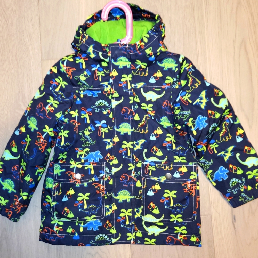 Oshkosh B'gosh dinosaurs rain jacket with fleece lining size 4T